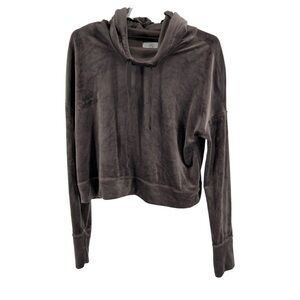 Aerie offline velour gray cropped hoodie S lounge active casual pullover fall